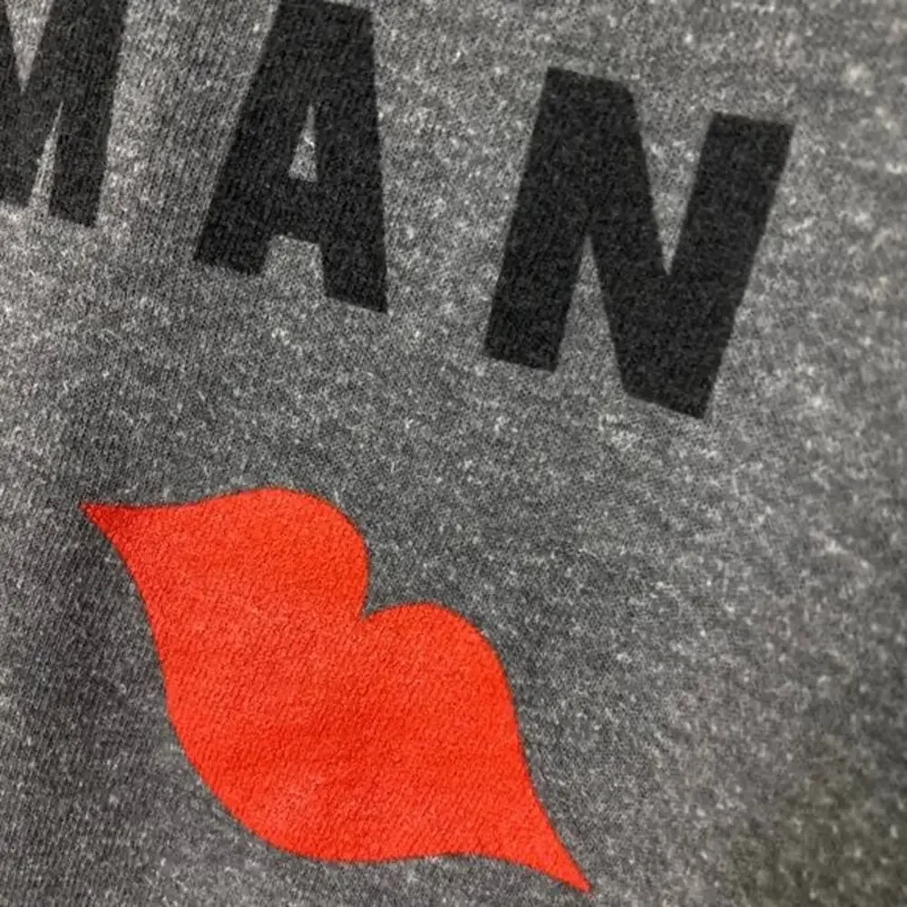 NWOT CLARE V CV+EMC Sweatshirt S Oversized Graphic RED-LIPS”Maman Je T’aime”Grey - Picture 5 of 12